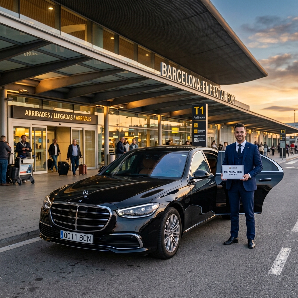 Luxury car pickup service at Barcelona airport